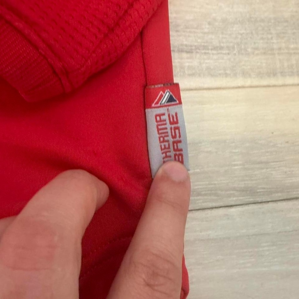 Red Majestic Athletic long sleeve shirt Sz S #athleticwear #baseball - Picture 2 of 8